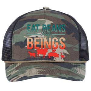 Eat Beans Not Beings Retro Vegan Lifestyle No Meat Veganism Gift Retro Rope Trucker Hat Cap