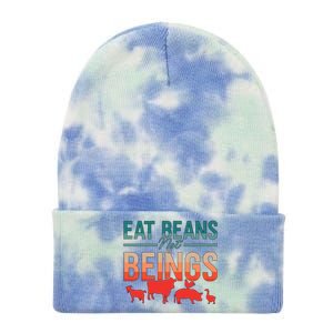 Eat Beans Not Beings Retro Vegan Lifestyle No Meat Veganism Gift Tie Dye 12in Knit Beanie