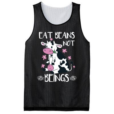 Eat Beans Not Beings Funny Cow Vegan Plant Based Mesh Reversible Basketball Jersey Tank