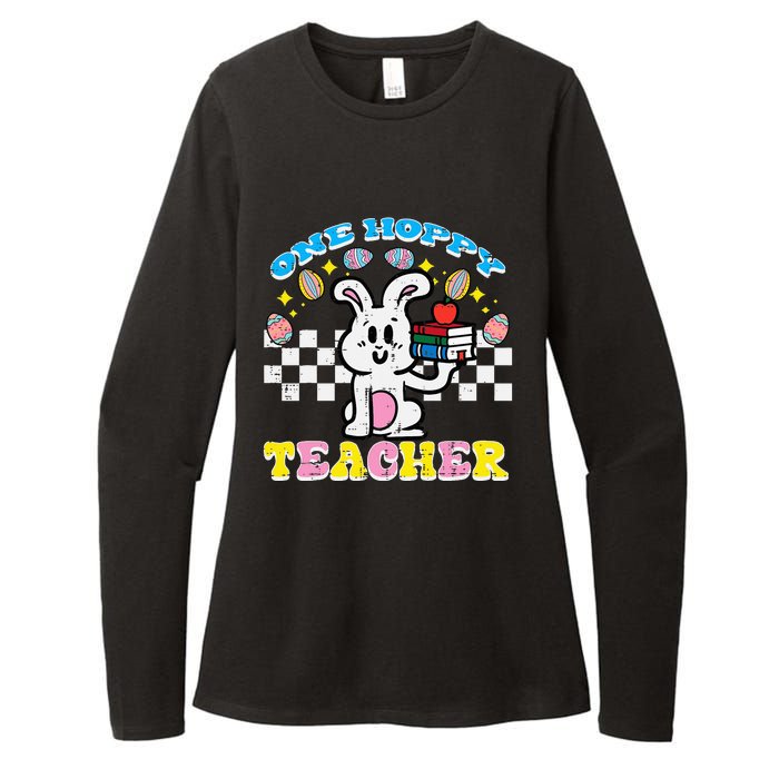 Easter Bunny One Hoppy Teacher Retro Rabbit Womens CVC Long Sleeve Shirt