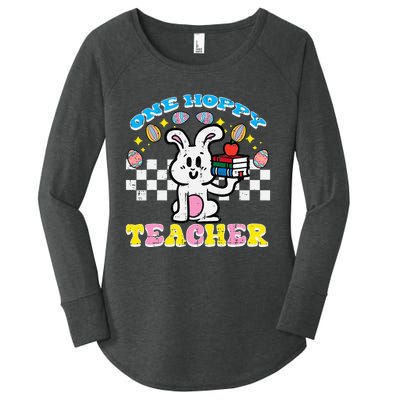 Easter Bunny One Hoppy Teacher Retro Rabbit Women's Perfect Tri Tunic Long Sleeve Shirt