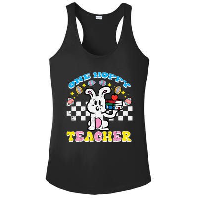 Easter Bunny One Hoppy Teacher Retro Rabbit Ladies PosiCharge Competitor Racerback Tank