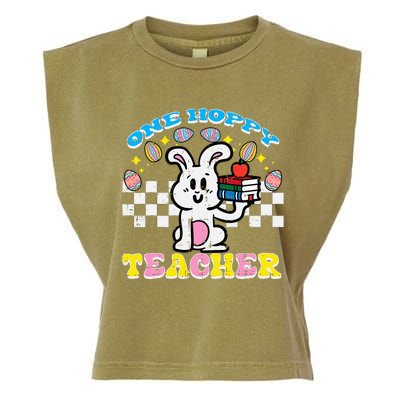 Easter Bunny One Hoppy Teacher Retro Rabbit Garment-Dyed Women's Muscle Tee