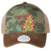Emotionally Burnt Out Skeleton On Fire Legacy Tie Dye Trucker Hat