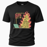 Emotionally Burnt Out Skeleton On Fire Performance Shirt