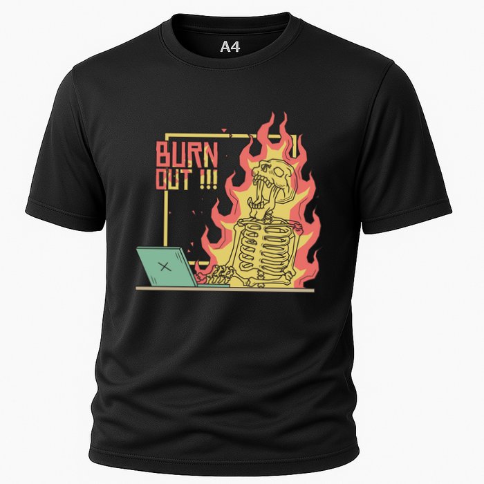 Emotionally Burnt Out Skeleton On Fire Performance Shirt