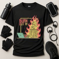Emotionally Burnt Out Skeleton On Fire Performance Shirt
