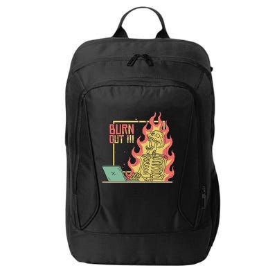 Emotionally Burnt Out Skeleton On Fire City Backpack