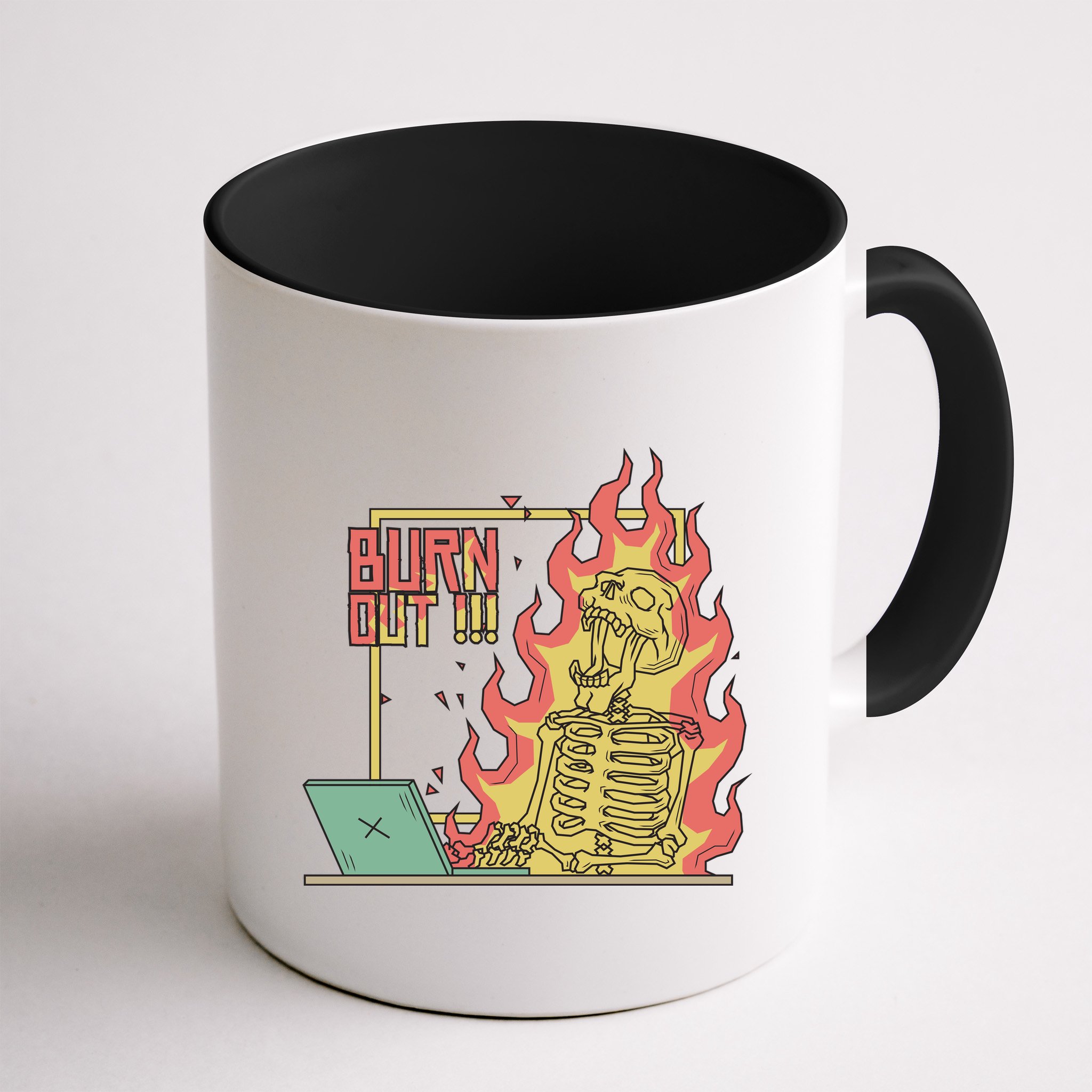Emotionally Burnt Out Skeleton On Fire Mug