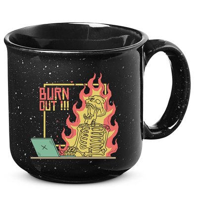 Emotionally Burnt Out Skeleton On Fire 15oz Campfire Ceramic Mug