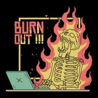 Emotionally Burnt Out Skeleton On Fire 16 in Basic Backpack