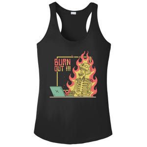 Emotionally Burnt Out Skeleton On Fire Ladies PosiCharge Competitor Racerback Tank