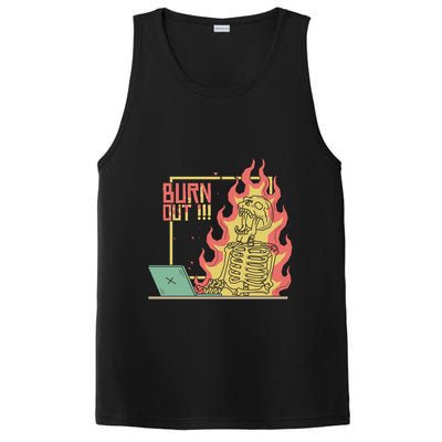 Emotionally Burnt Out Skeleton On Fire PosiCharge Competitor Tank