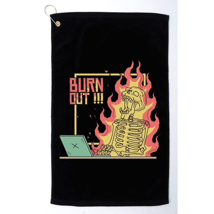 Emotionally Burnt Out Skeleton On Fire Golf Towel