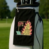 Emotionally Burnt Out Skeleton On Fire Golf Towel