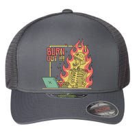 Emotionally Burnt Out Skeleton On Fire Flexfit Unipanel Trucker Cap