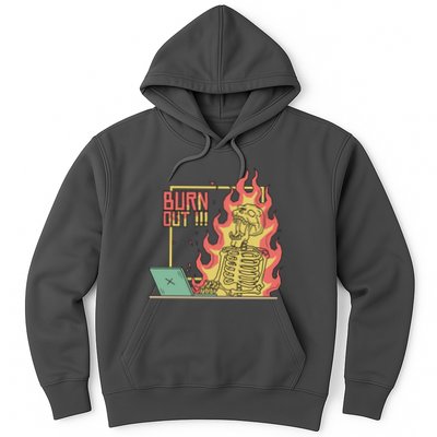 Emotionally Burnt Out Skeleton On Fire Hoodie