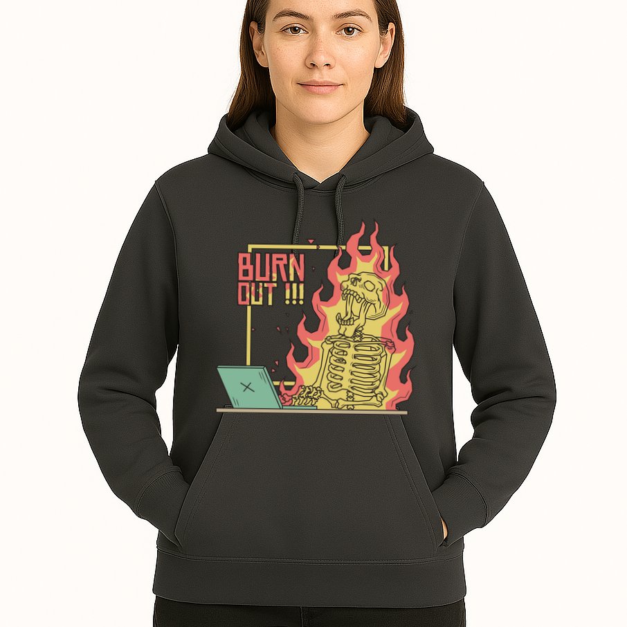 Emotionally Burnt Out Skeleton On Fire Hoodie