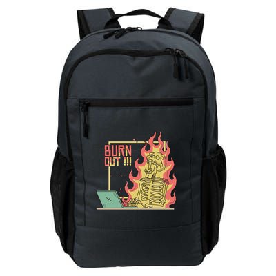Emotionally Burnt Out Skeleton On Fire Daily Commute Backpack