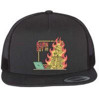 Emotionally Burnt Out Skeleton On Fire Flatbill Hat