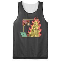 Emotionally Burnt Out Skeleton On Fire Mesh Reversible Basketball Jersey Tank