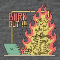 Emotionally Burnt Out Skeleton On Fire Poster