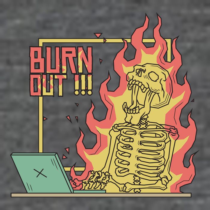 Emotionally Burnt Out Skeleton On Fire Poster
