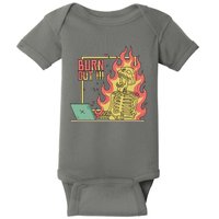 Emotionally Burnt Out Skeleton On Fire Baby Bodysuit