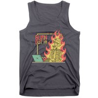 Emotionally Burnt Out Skeleton On Fire Tank Top