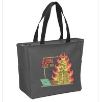 Emotionally Burnt Out Skeleton On Fire Zip Tote Bag