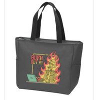 Emotionally Burnt Out Skeleton On Fire Zip Tote Bag