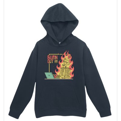 Emotionally Burnt Out Skeleton On Fire Urban Pullover Hoodie