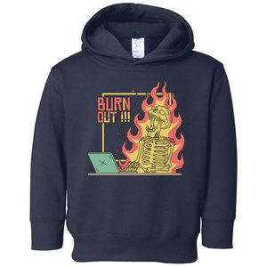 Emotionally Burnt Out Skeleton On Fire Toddler Hoodie