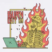 Emotionally Burnt Out Skeleton On Fire Garment-Dyed Sweatshirt