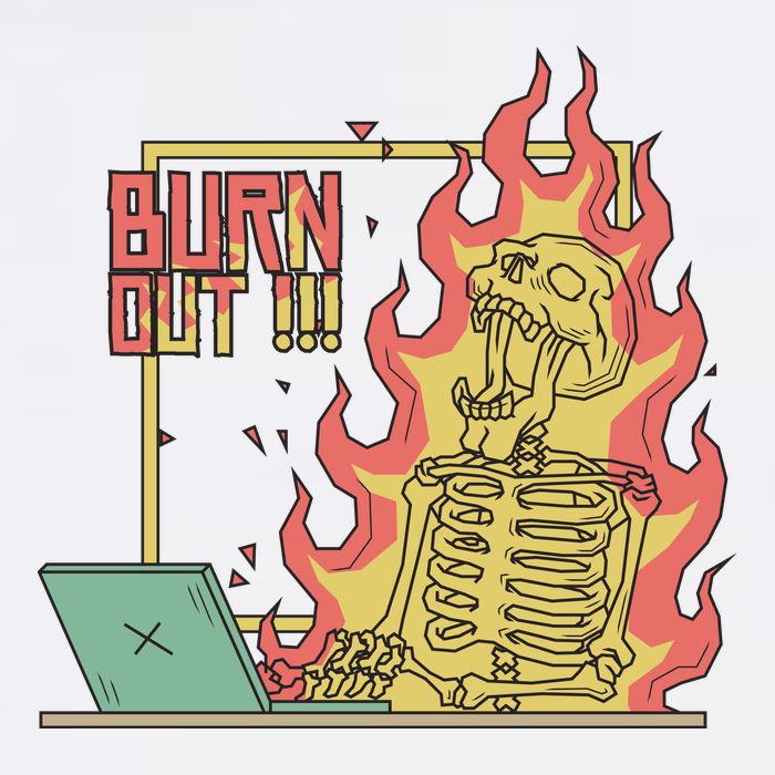 Emotionally Burnt Out Skeleton On Fire Garment-Dyed Sweatshirt