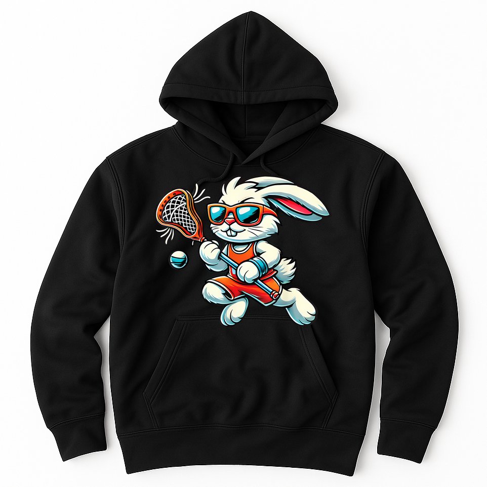 Easter Bunny Playing Lacrosse Cute Lacrosse Players Hoodie