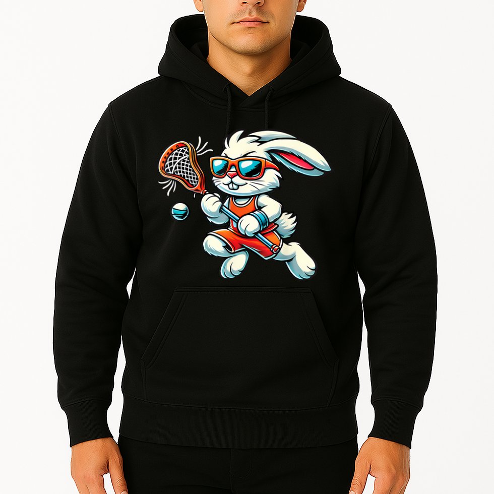 Easter Bunny Playing Lacrosse Cute Lacrosse Players Hoodie