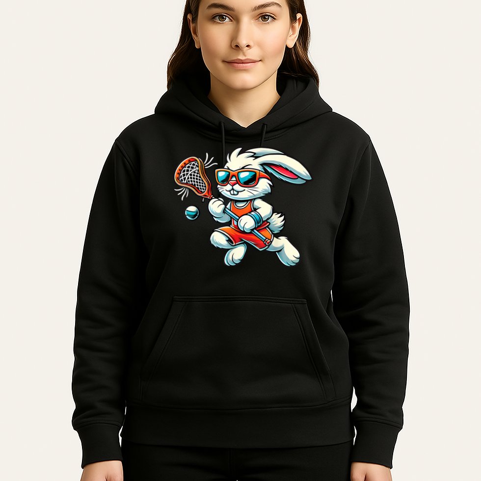 Easter Bunny Playing Lacrosse Cute Lacrosse Players Hoodie