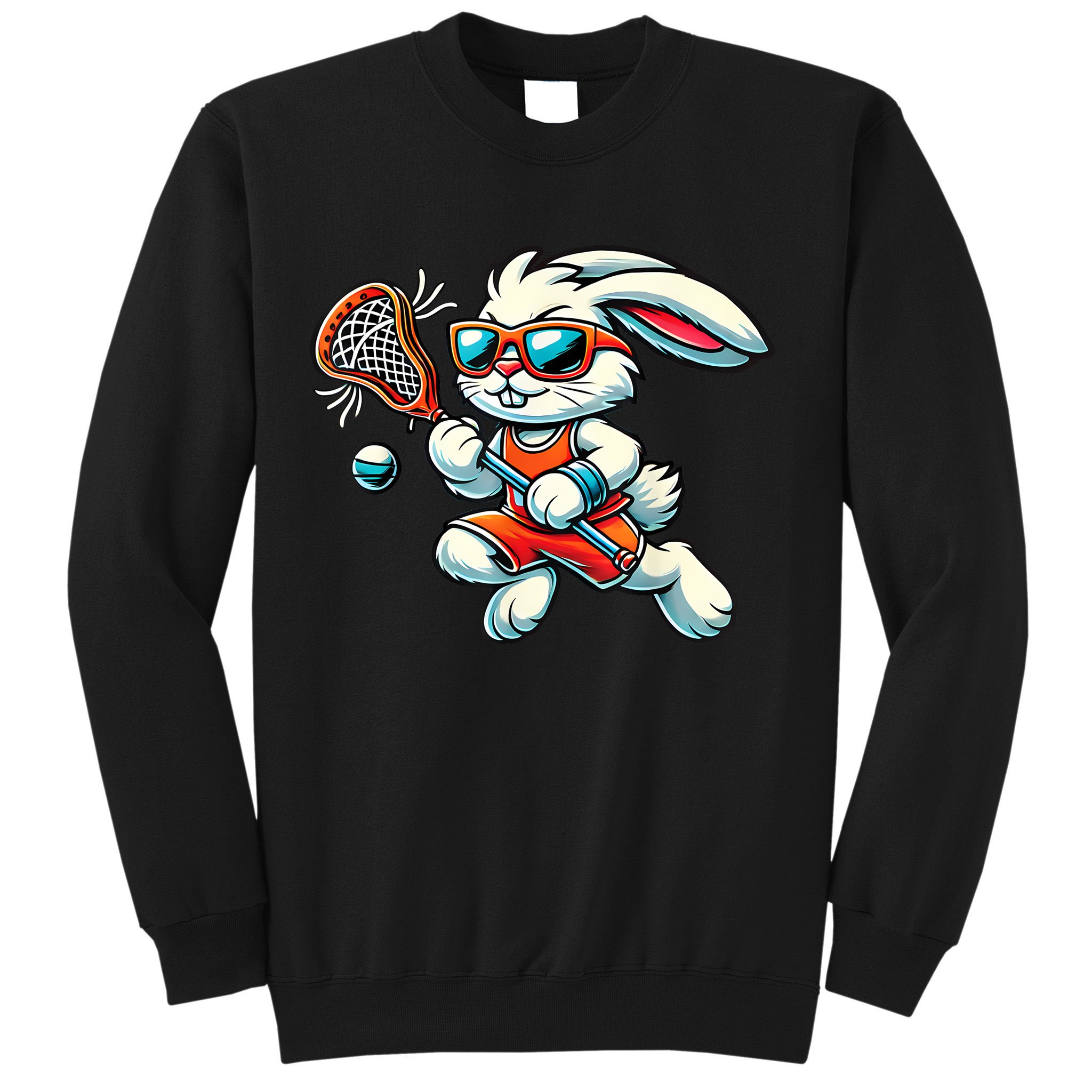 Easter Bunny Playing Lacrosse Cute Lacrosse Players Sweatshirt