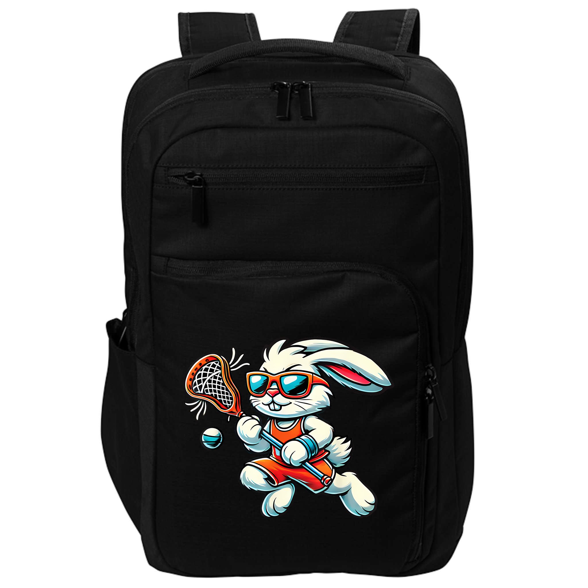 Easter Bunny Playing Lacrosse Cute Lacrosse Players Impact Tech Backpack