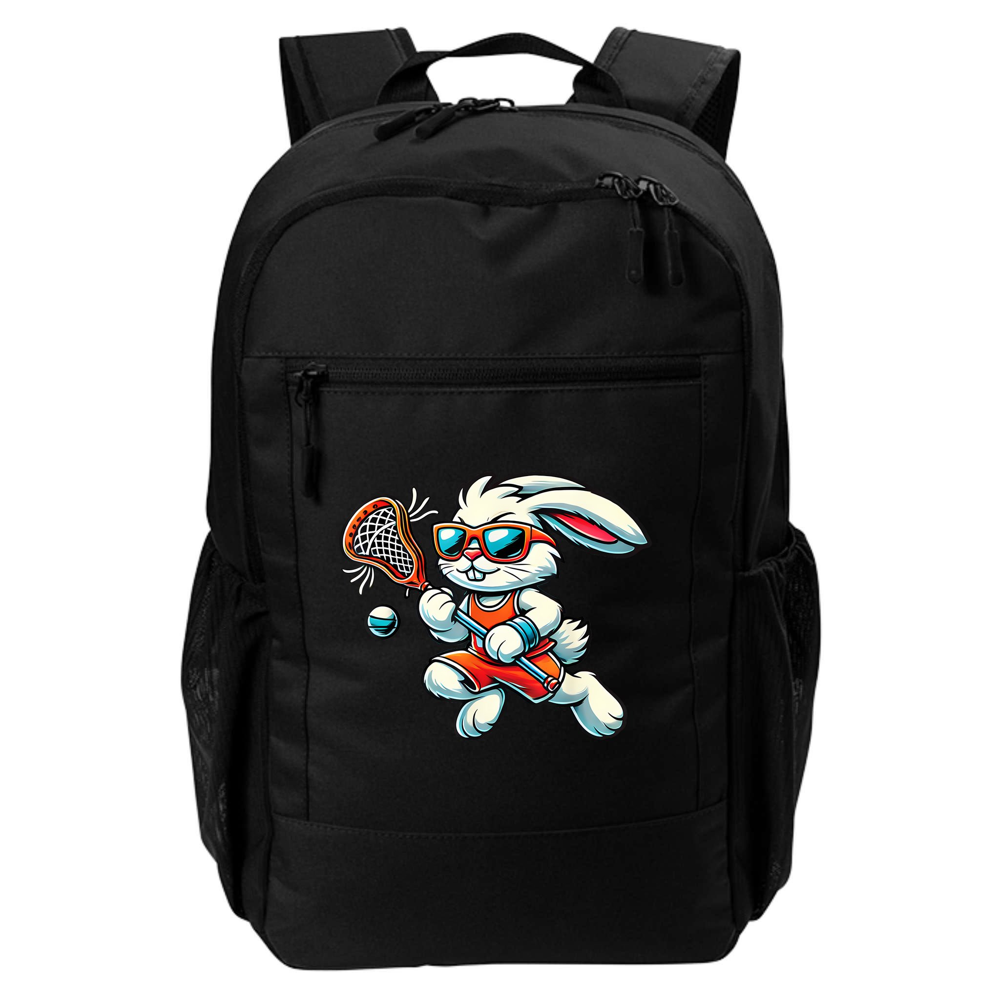Easter Bunny Playing Lacrosse Cute Lacrosse Players Backpack