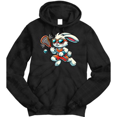 Easter Bunny Playing Lacrosse Cute Lacrosse Players Tie Dye Hoodie