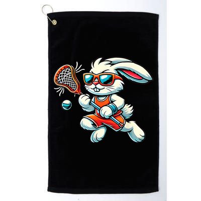 Easter Bunny Playing Lacrosse Cute Lacrosse Players Golf Towel
