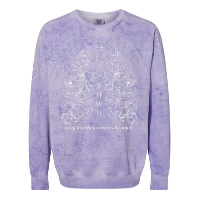 Every Breathe Proclaims His Name Yhwh Floral Lung Colorblast Crewneck Sweatshirt