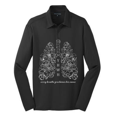 Every Breathe Proclaims His Name Yhwh Floral Lung Silk Touch Performance Long Sleeve Polo