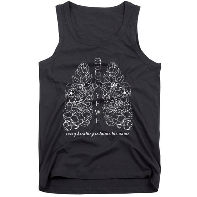 Every Breathe Proclaims His Name Yhwh Floral Lung Tank Top