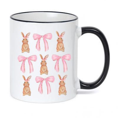 Easter Bunny Pink Bow 11oz Black Color Changing Mug