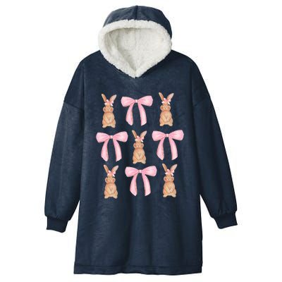 Easter Bunny Pink Bow Hooded Wearable Blanket