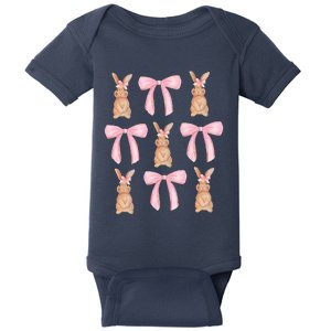 Easter Bunny Pink Bow Baby Bodysuit