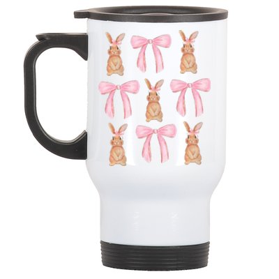 Easter Bunny Pink Bow Stainless Steel Travel Mug